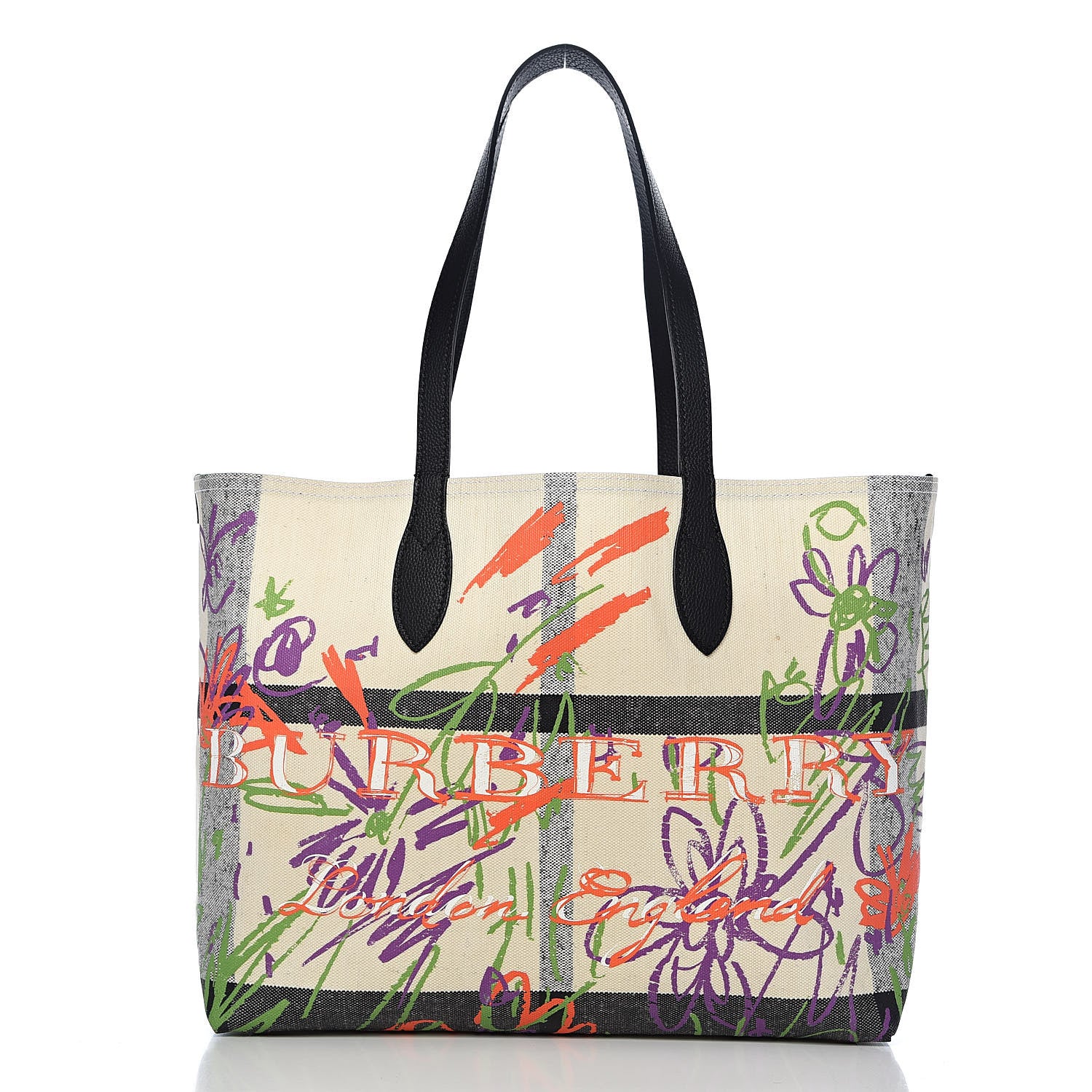 Burberry Coated Canvas Medium Reversible Doodle Tote White Black 3 of 15