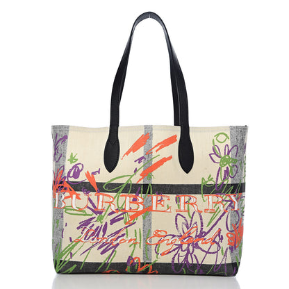 Burberry Coated Canvas Medium Reversible Doodle Tote White Black 3 of 15