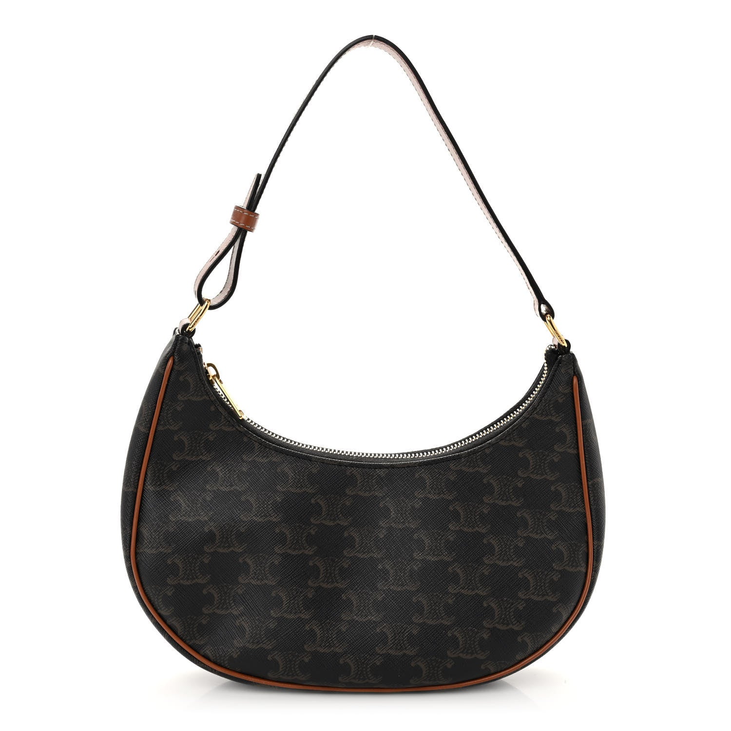 Celine Triomphe Canvas Calfskin Ava Shoulder Bag Tan 1 of 10