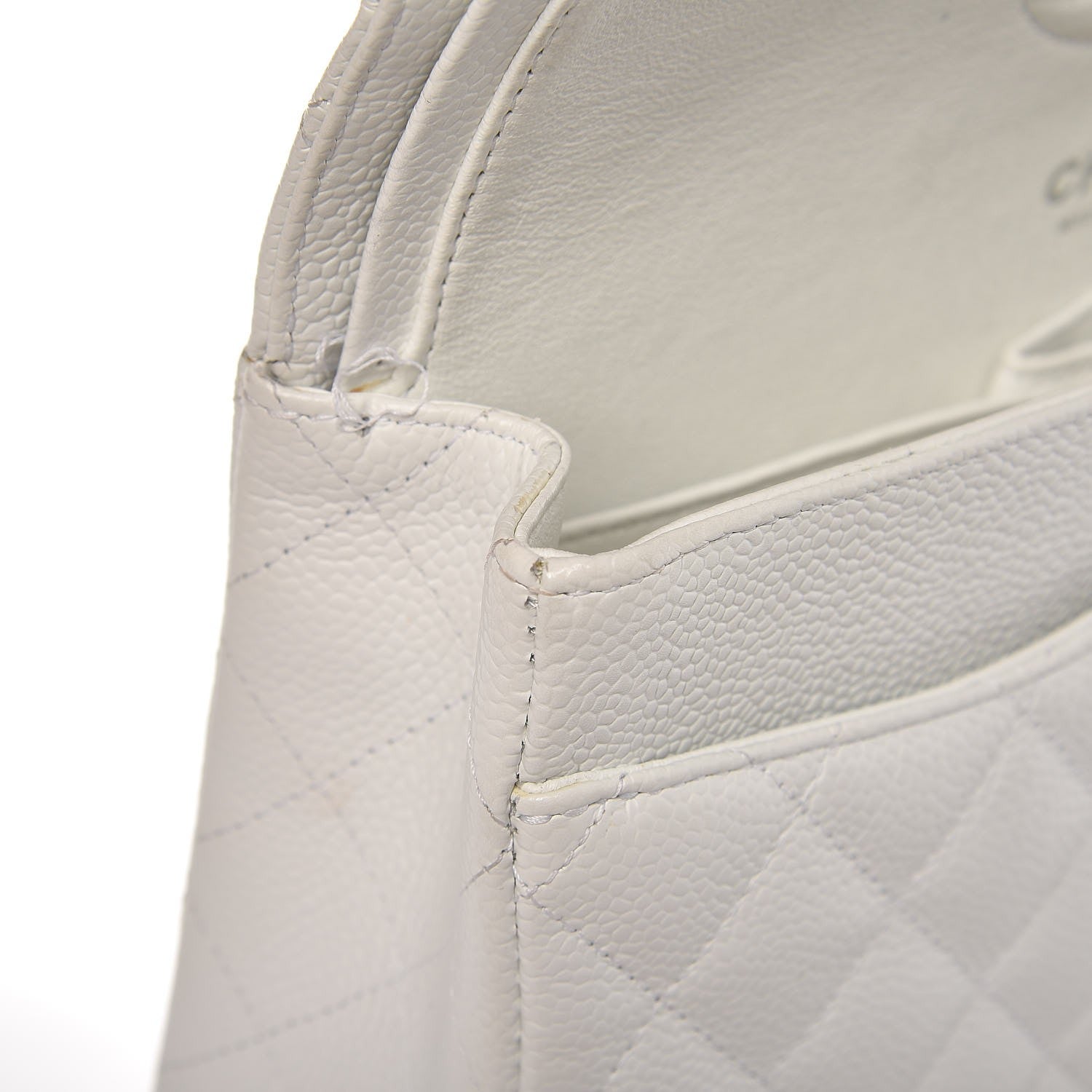 Chanel Caviar Quilted Medium Double Flap Bijoux Chain White 15 of 16