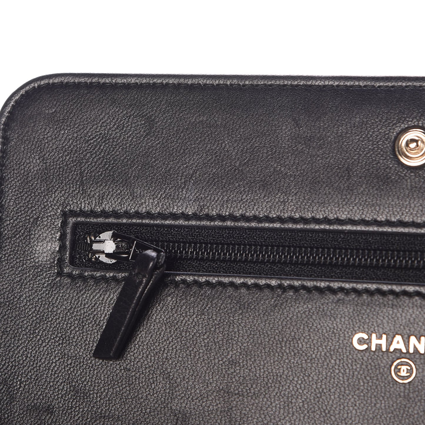 Goatskin Quilted Diamond CC Wallet On Chain WOC Black