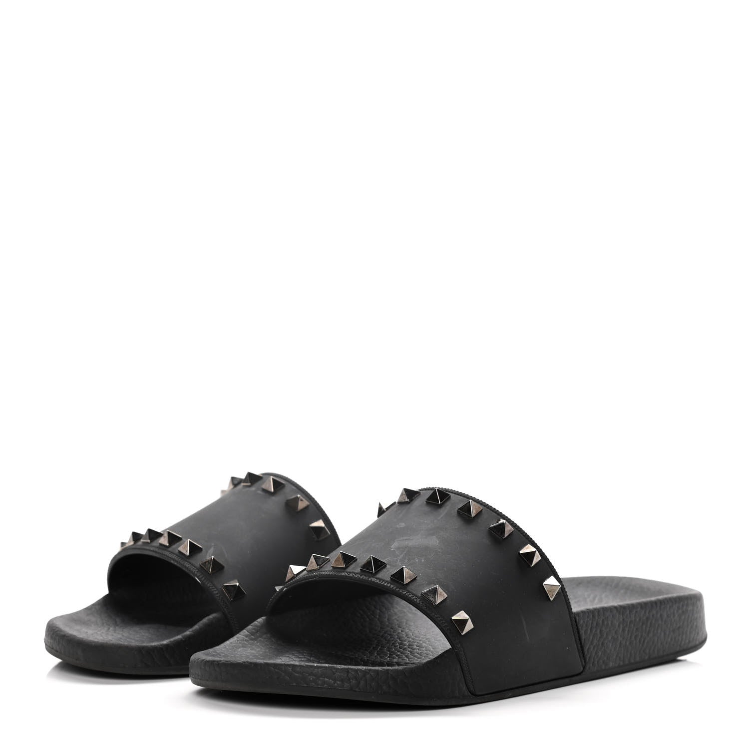 Valentino Garavani Rubber Rockstud Slide Sandals 39 Black 3 of 15
