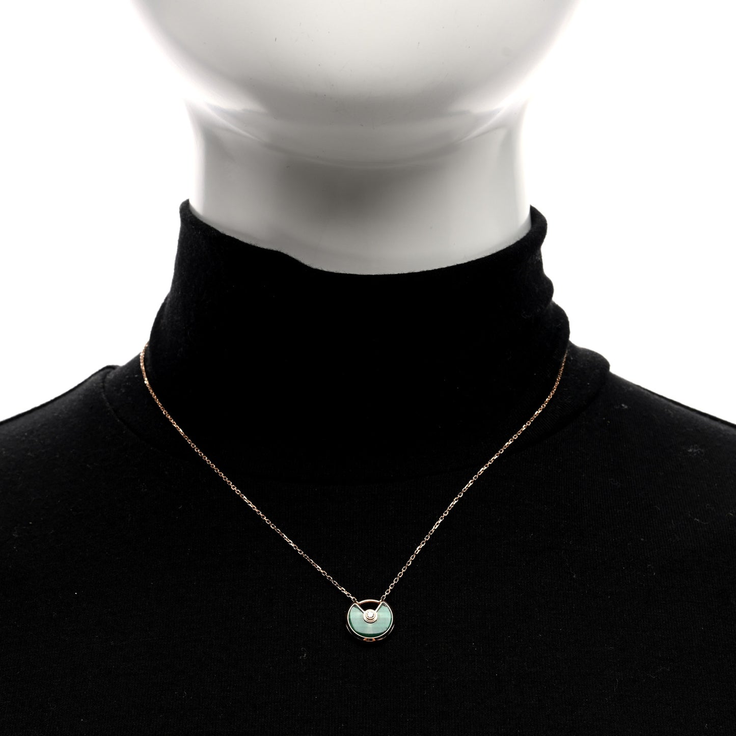 18K Yellow Gold Diamond Malachite XS Amulette de Cartier Pendant Necklace