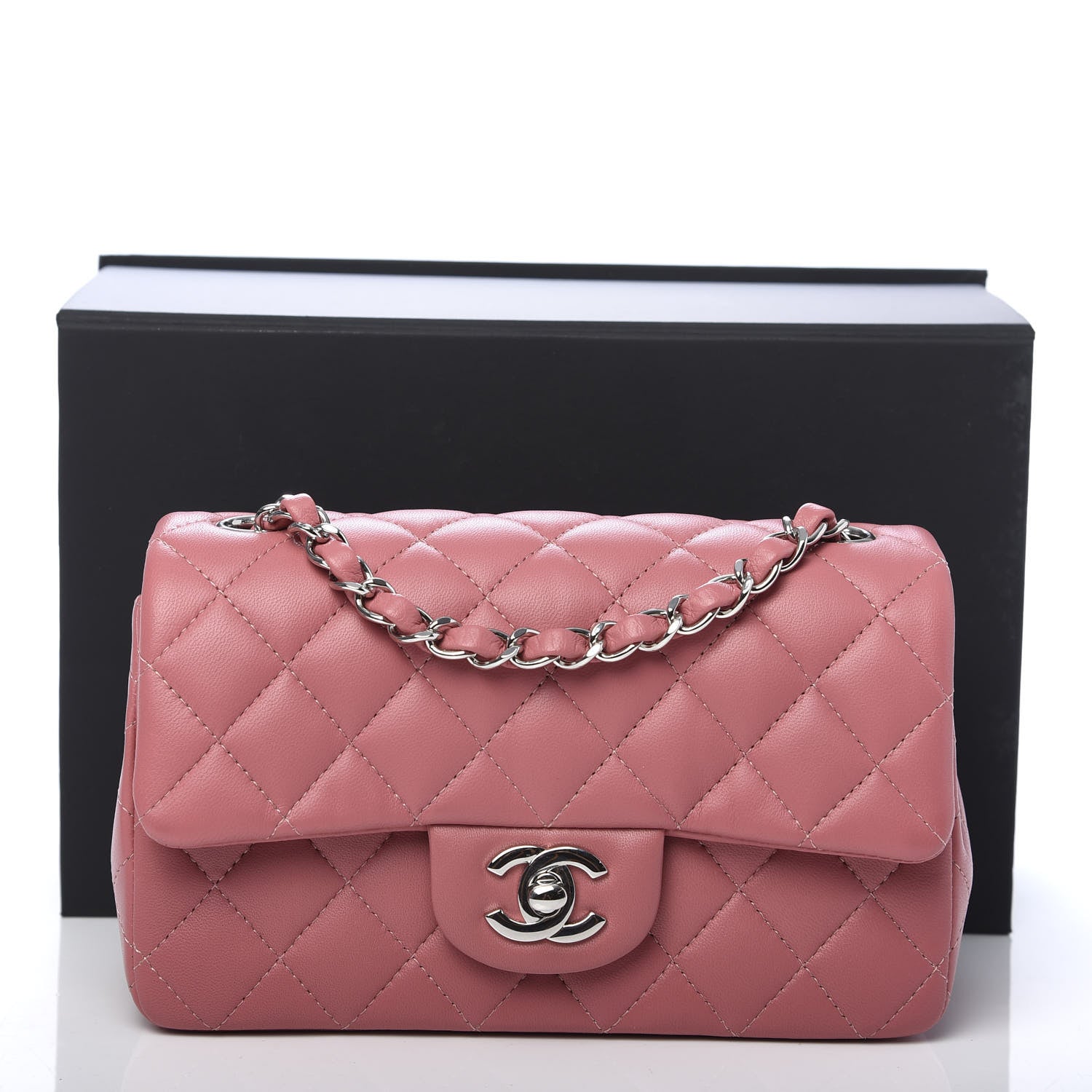 Chanel Lambskin Quilted Mini Rectangular Flap Pink 11 of 11