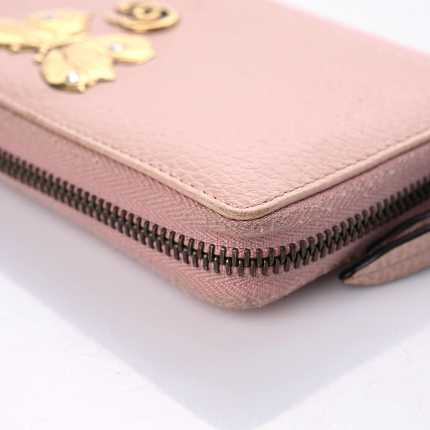 Calfskin Butterfly Farfalla Zip Around Wallet Perfect Pink