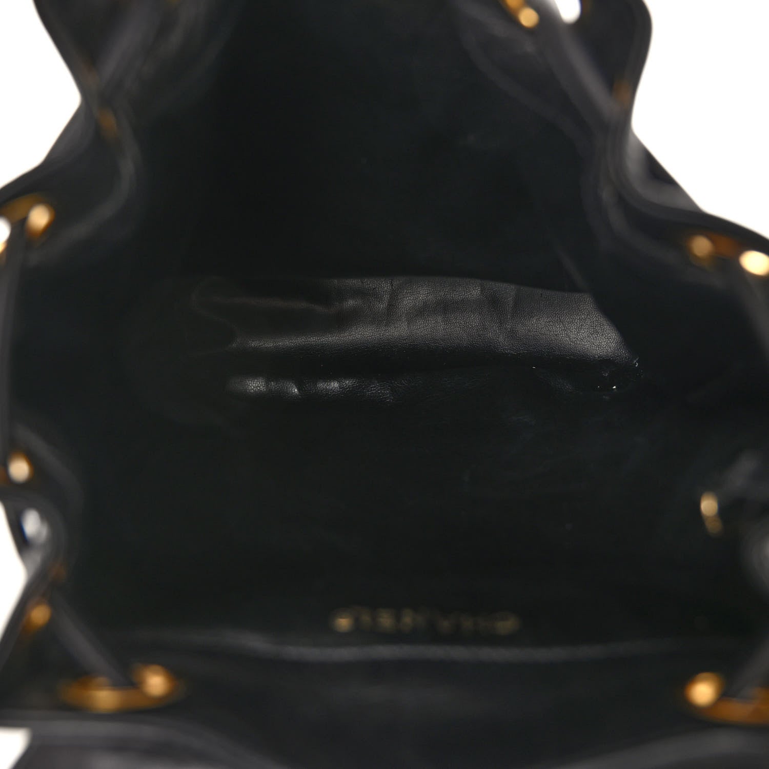 Chanel Lambskin Wool Quilted Drawstring Sling Backpack Black Grey 6 of 10