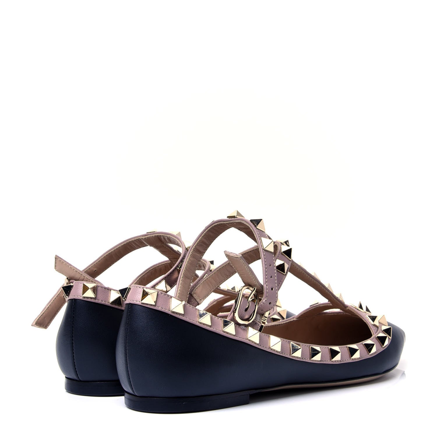 Valentino Garavani Nappa Rockstud Cage Ballerina Flats 35 Black Poudre 3 of 9
