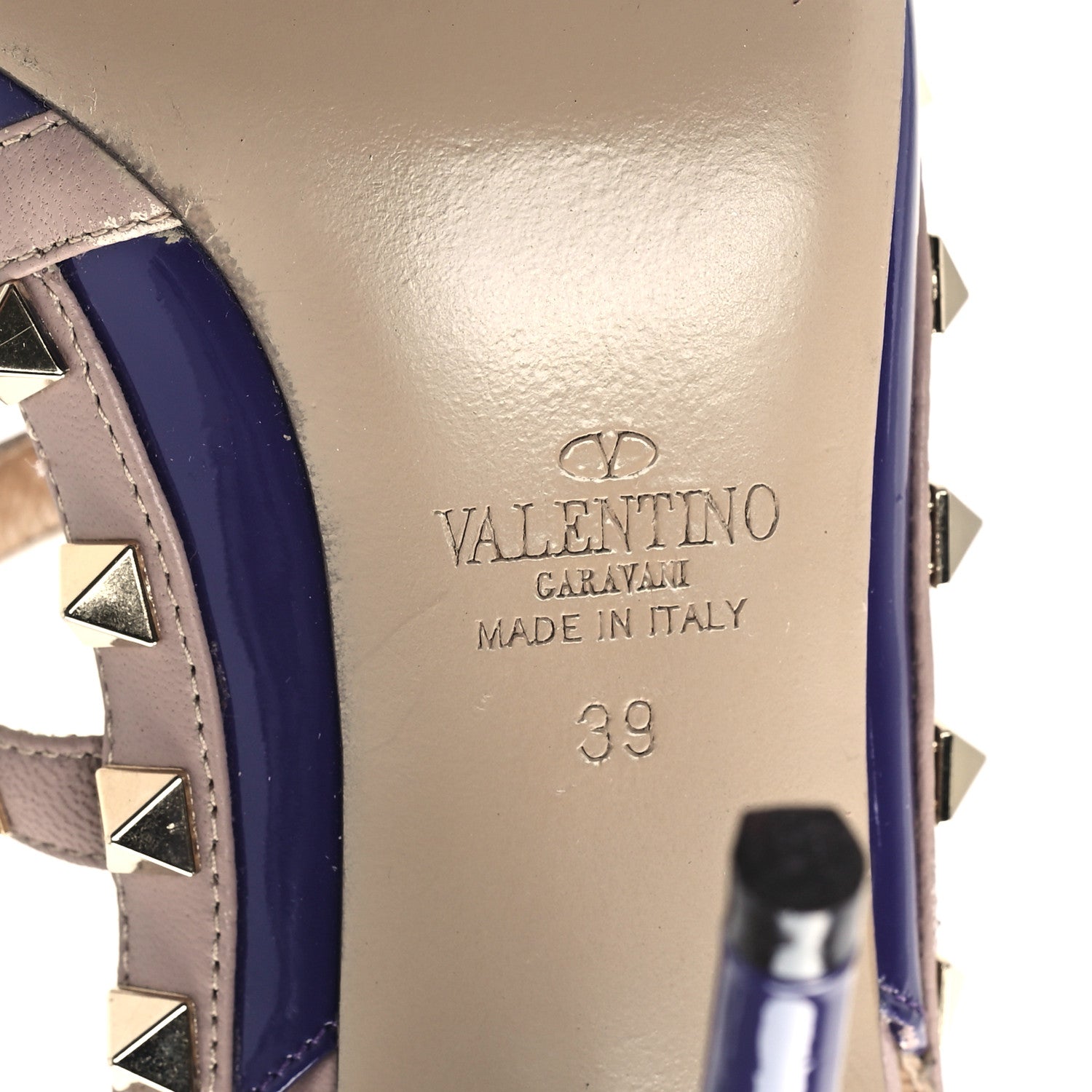 Valentino Garavani Patent Nappa Rockstud Ankle Strap 100mm Pumps 38 Purple Poudre 7 of 9