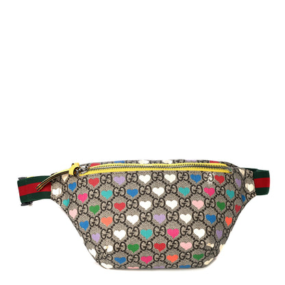 Gucci Soft GG Supreme Monogram Hearts Web Childrens Belt Bag Beige Ebony Multicolor Freesia 1 of 4