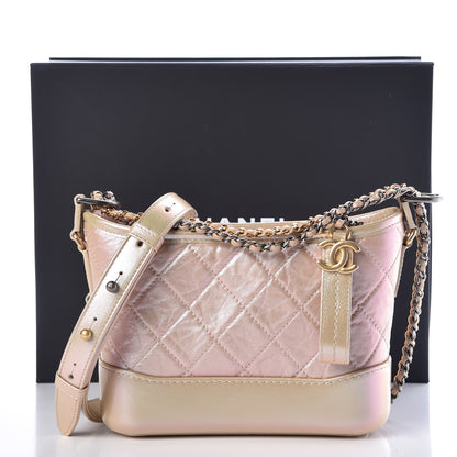 Chanel Iridescent Aged Calfskin Quilted Small Gabrielle Hobo Light Pink 10 of 10