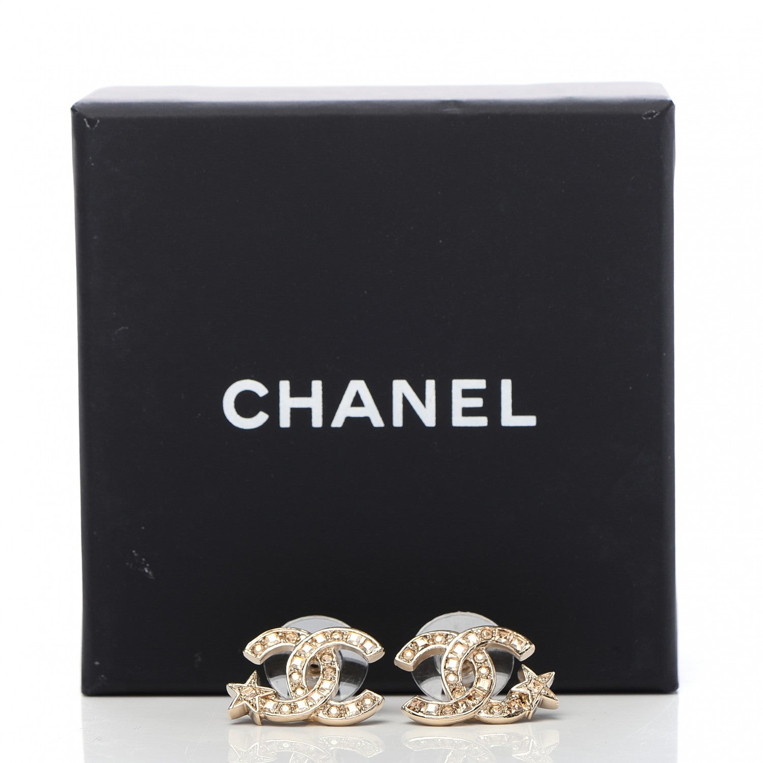 Chanel Crystal CC Starfall Earrings Gold 5 of 5