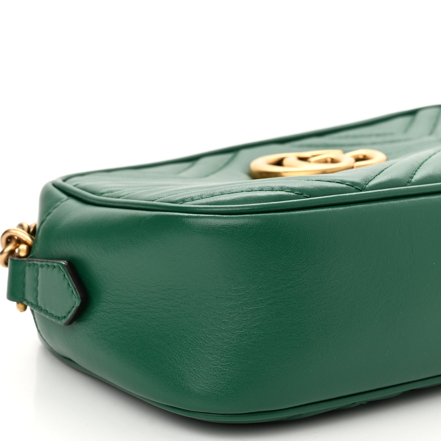 Calfskin Matelasse Small GG Marmont Chain Shoulder Bag Emerald Green