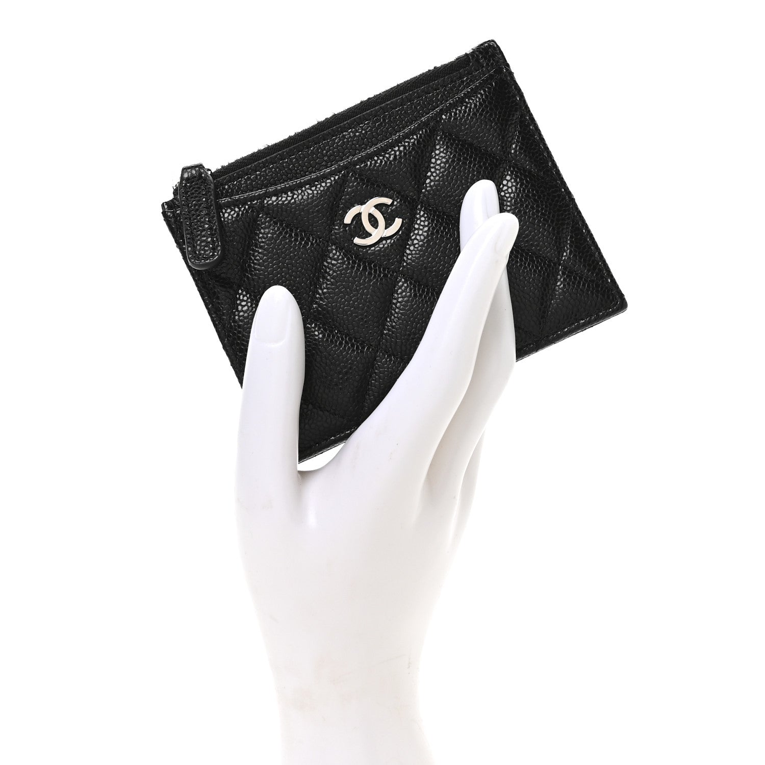 Chanel Caviar Quilted CC Zip Card Holder Black 2 of 8