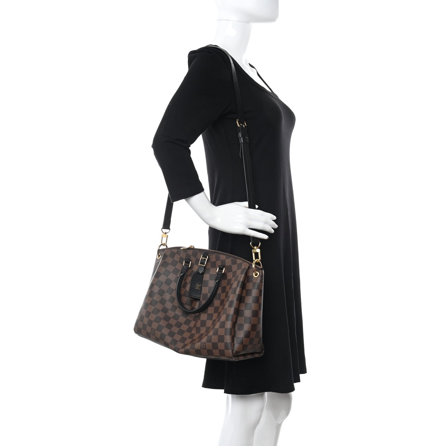 Louis Vuitton Damier Ebene Odeon Tote MM Black 2 of 9