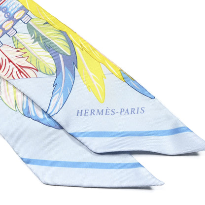 Hermes Silk La Danse Pacifique Twilly Bleu Ciel Vert Rose 2 of 4