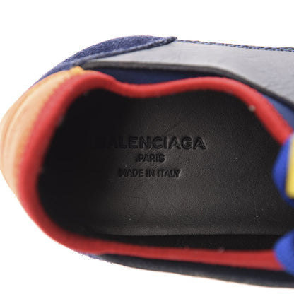 Balenciaga Calfskin Neoprene Mesh Suede Womens Race Runner Sneakers 37 Black Bleu 8 of 8