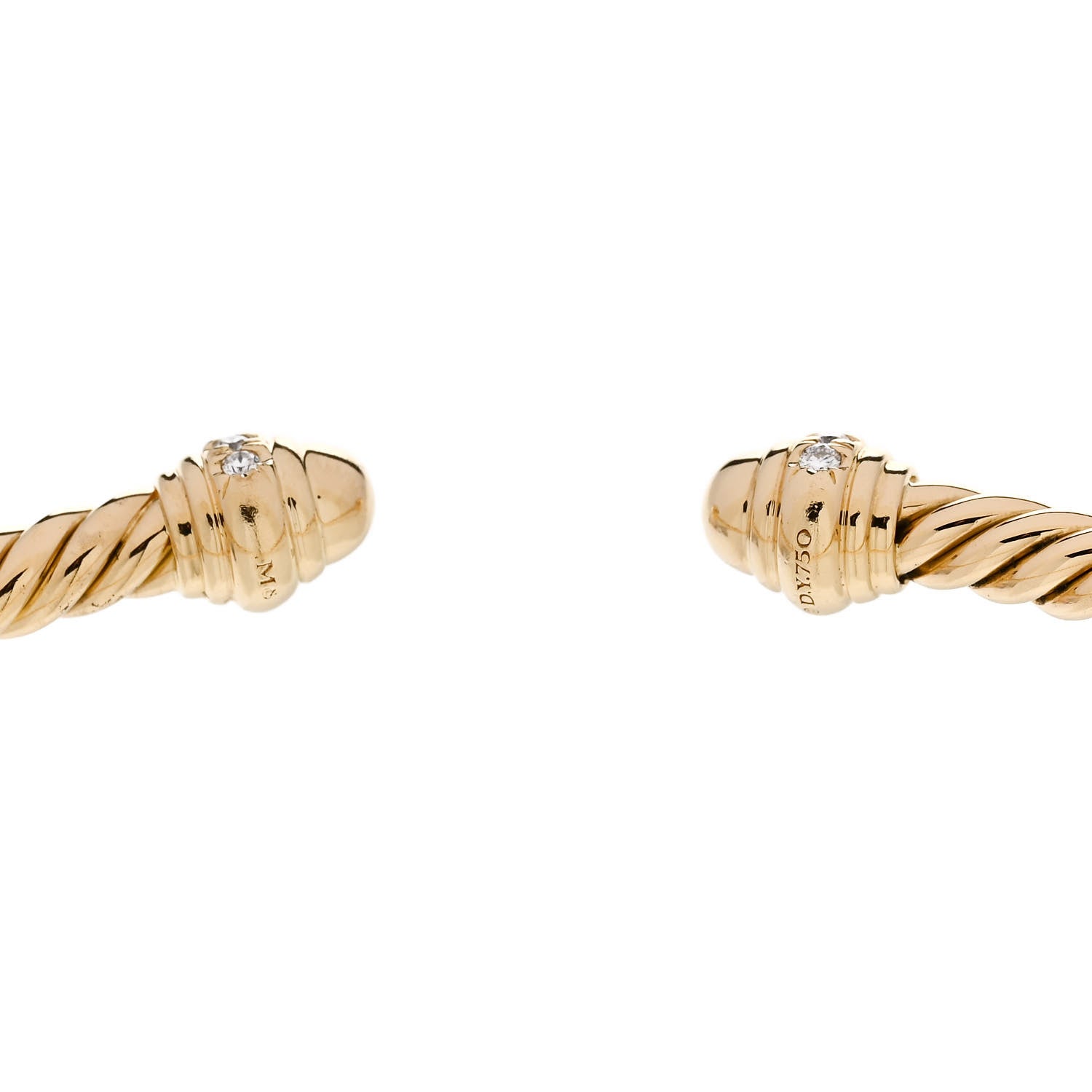 David Yurman 18K Yellow Gold Diamond 3mm Cablespira Bracelet 3 of 3