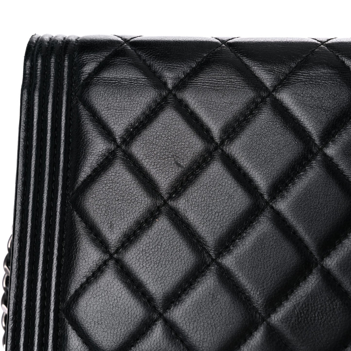 Lambskin Quilted Boy Wallet On Chain WOC Black