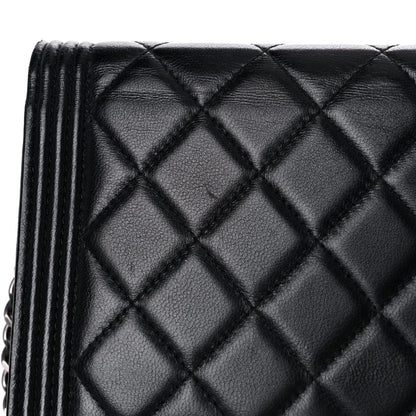 Chanel Lambskin Quilted Boy Wallet On Chain WOC Black 24 of 25
