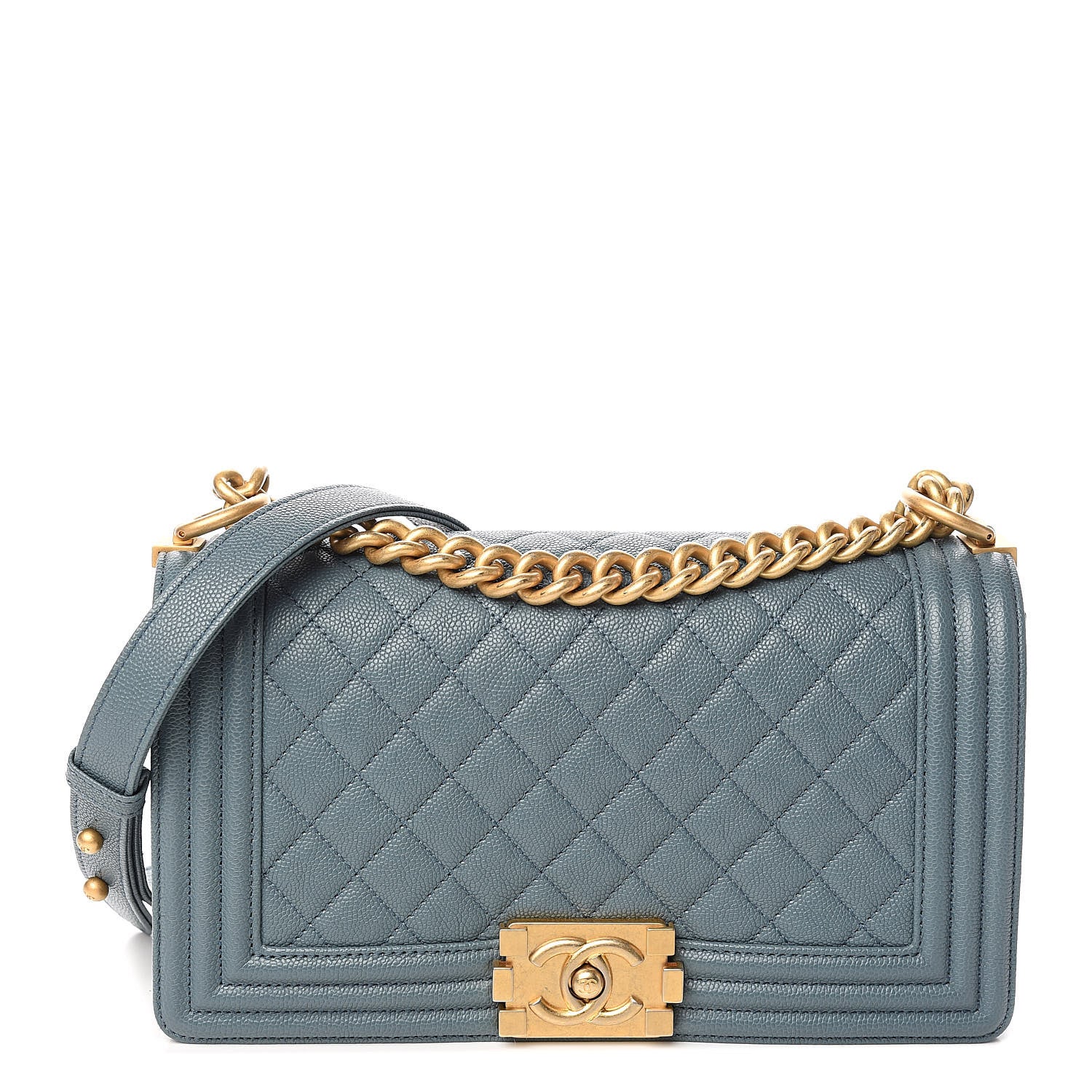 Chanel Caviar Quilted Medium Boy Flap Blue 1 of 11