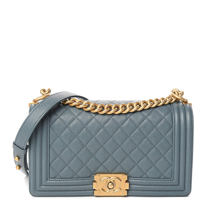 Chanel Caviar Quilted Medium Boy Flap Blue 1 of 11