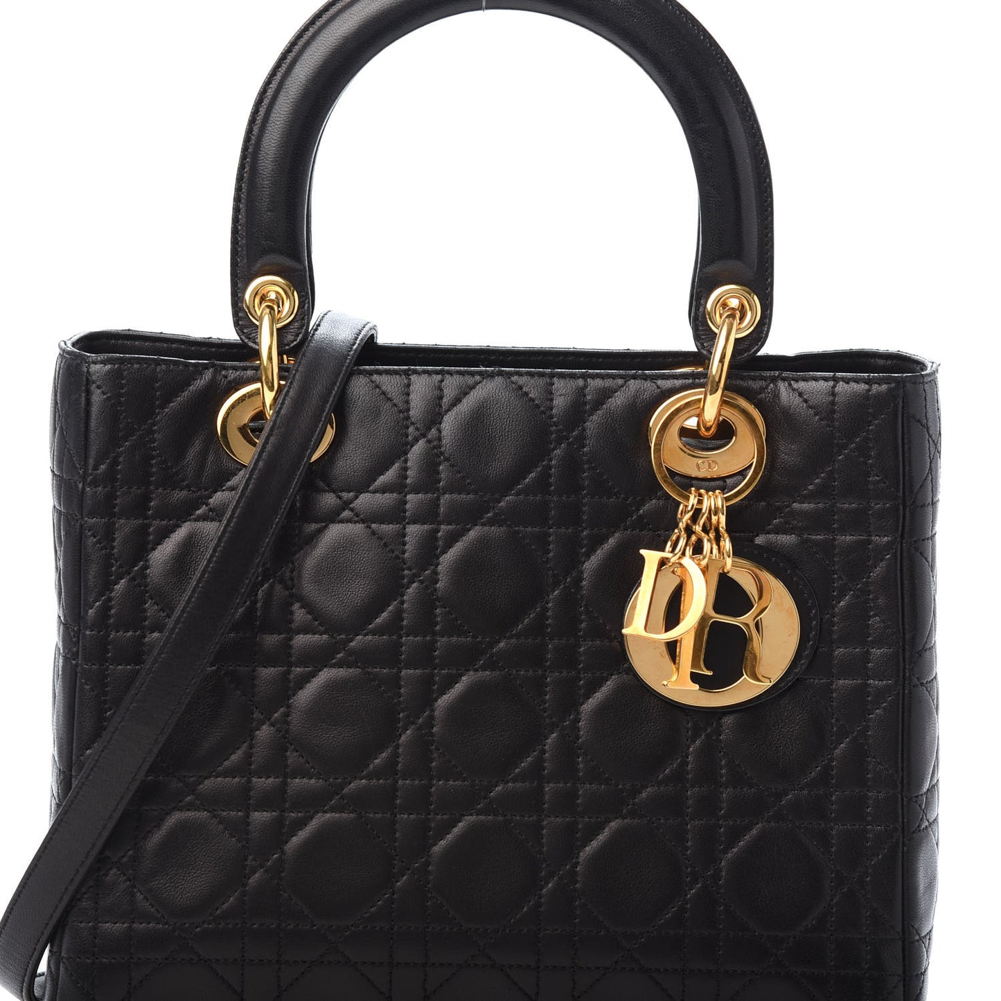 Lambskin Cannage Medium Lady Dior Black