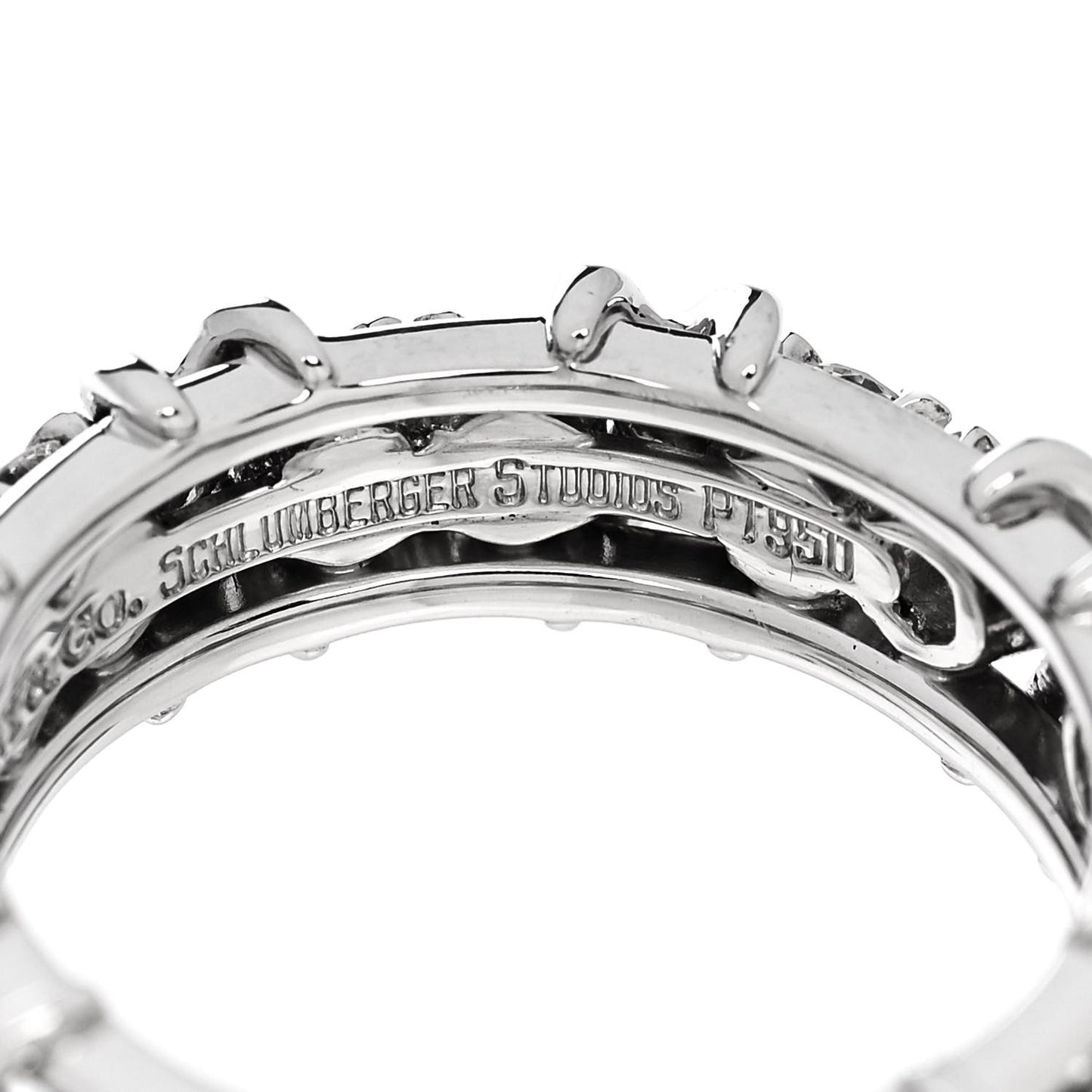 Platinum Diamond Schlumberger Sixteen Stone Ring 53 6.25