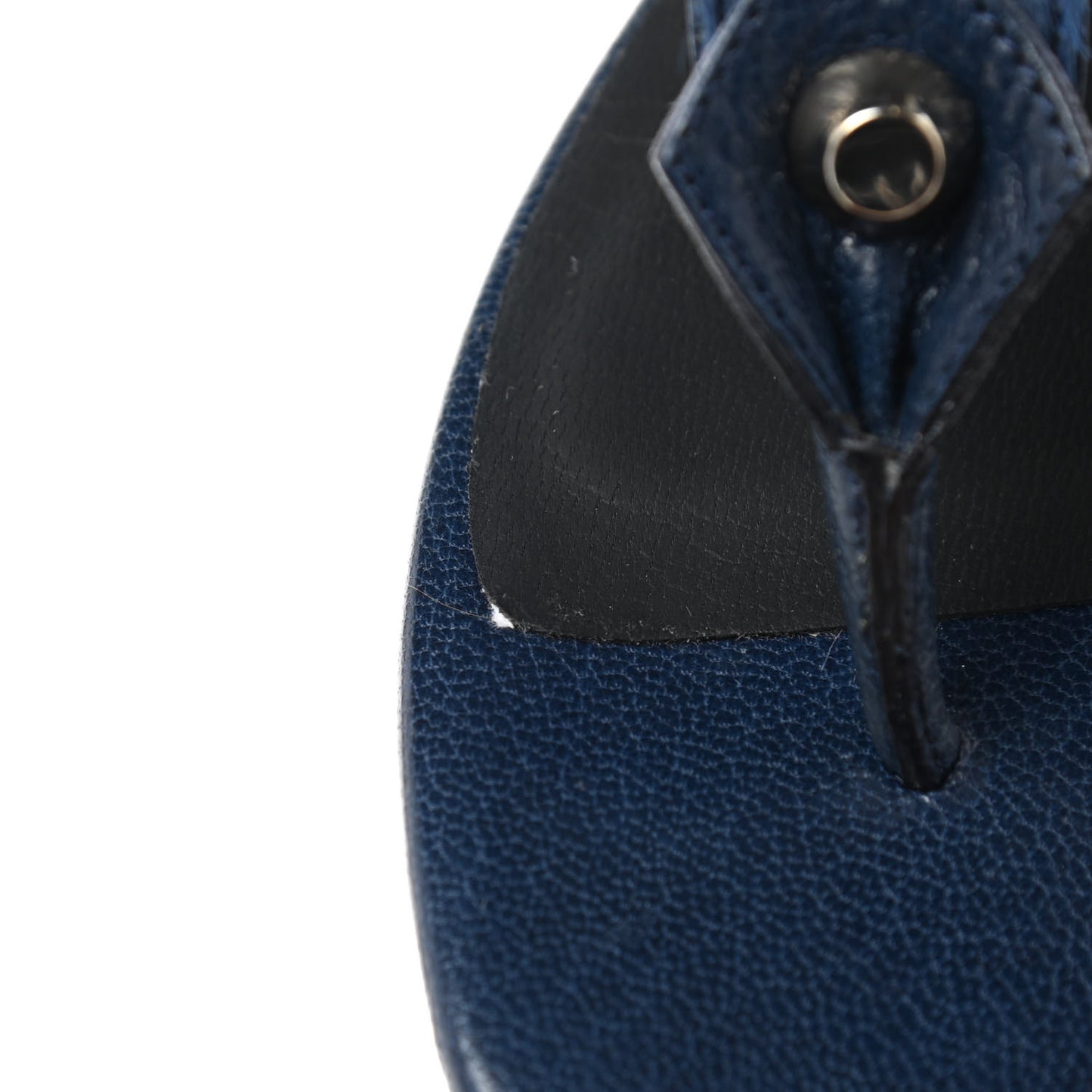 Agneau Pony Hair Studded Thong Sandals 36 Blue