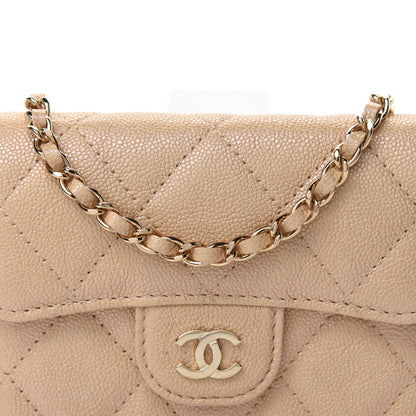 Chanel Iridescent Caviar Quilted Flap Card Holder On Chain Beige 11 of 12