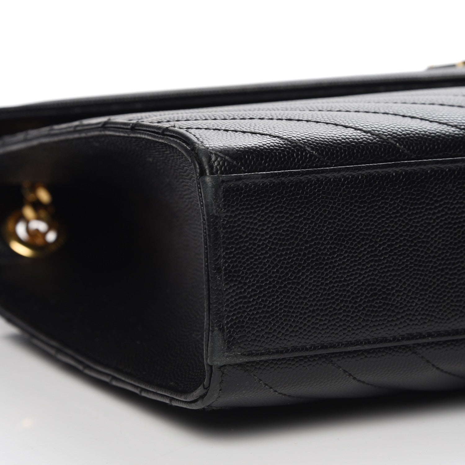 Saint Laurent Grain De Poudre Matelasse Chevron Large Monogram Satchel Black 5 of 10