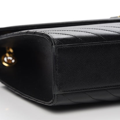 Saint Laurent Grain De Poudre Matelasse Chevron Large Monogram Satchel Black 5 of 10