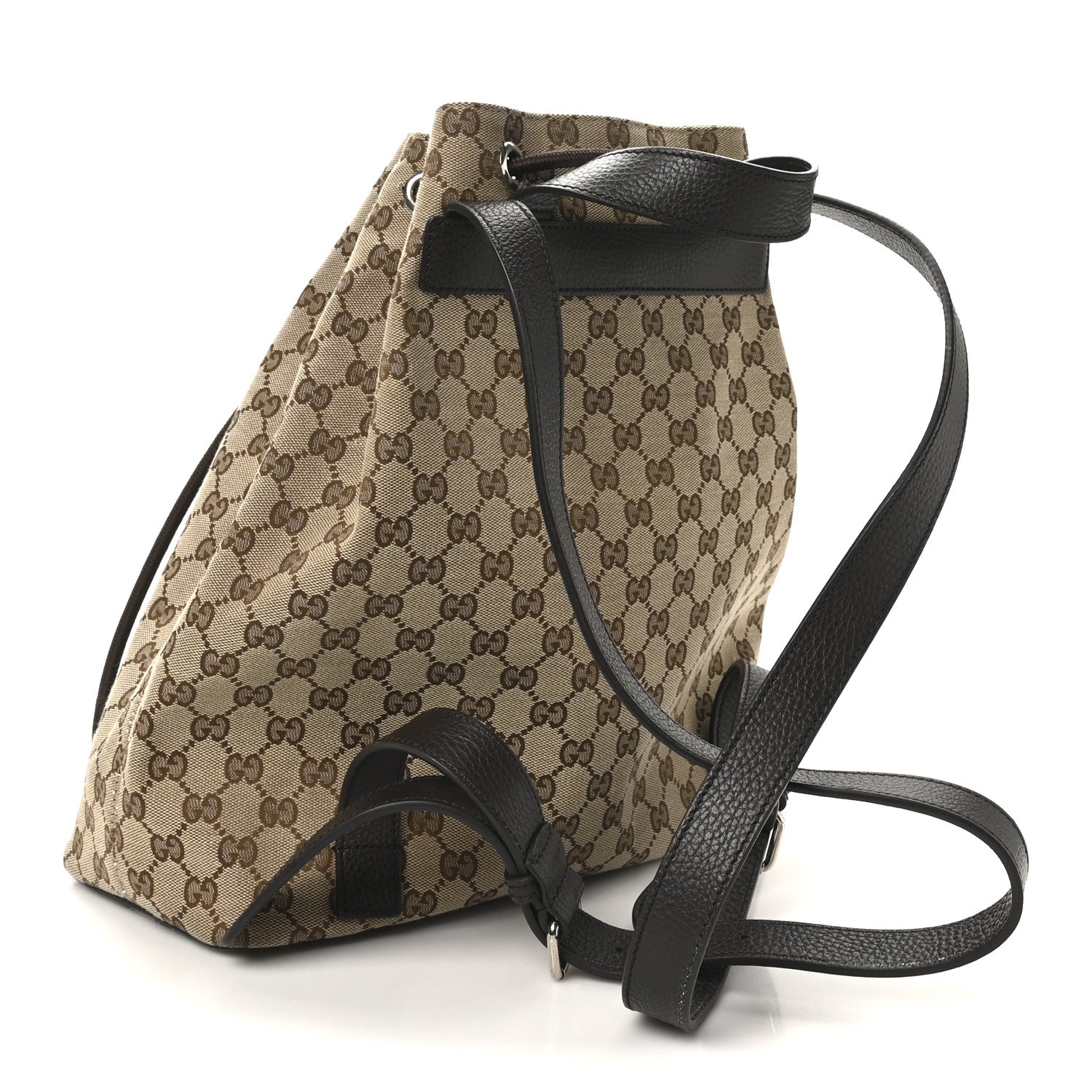 Gucci Monogram Dollar Calfskin O Drawstring Backpack Beige Ebony Testa di Moro Dark Chocolate 3 of 10