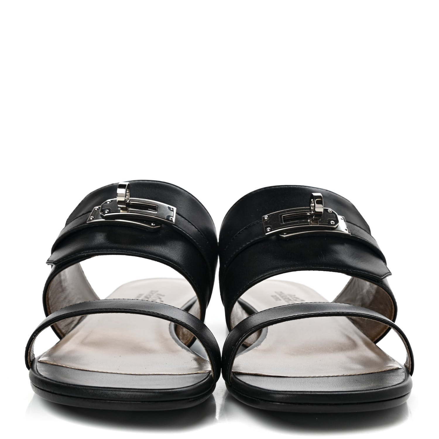 Hermes Calfskin Avenue Sandals 37 Black 2 of 9