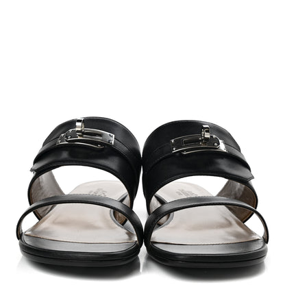 Hermes Calfskin Avenue Sandals 37 Black 2 of 9