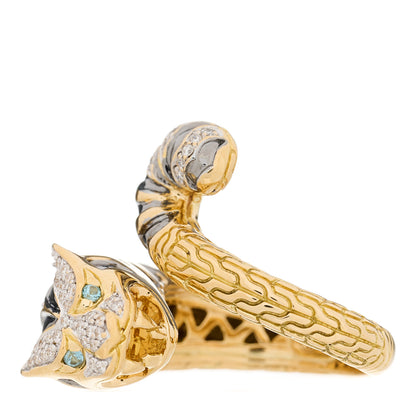 John Hardy 18K Yellow Gold Diamond Blue Topaz Macan Ring 54 7 3 of 7