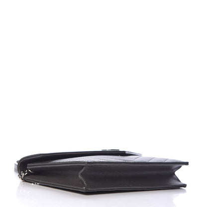 Saint Laurent Grain De Poudre Matelasse Chevron Monogram Envelope Chain Wallet Coal 4 of 11