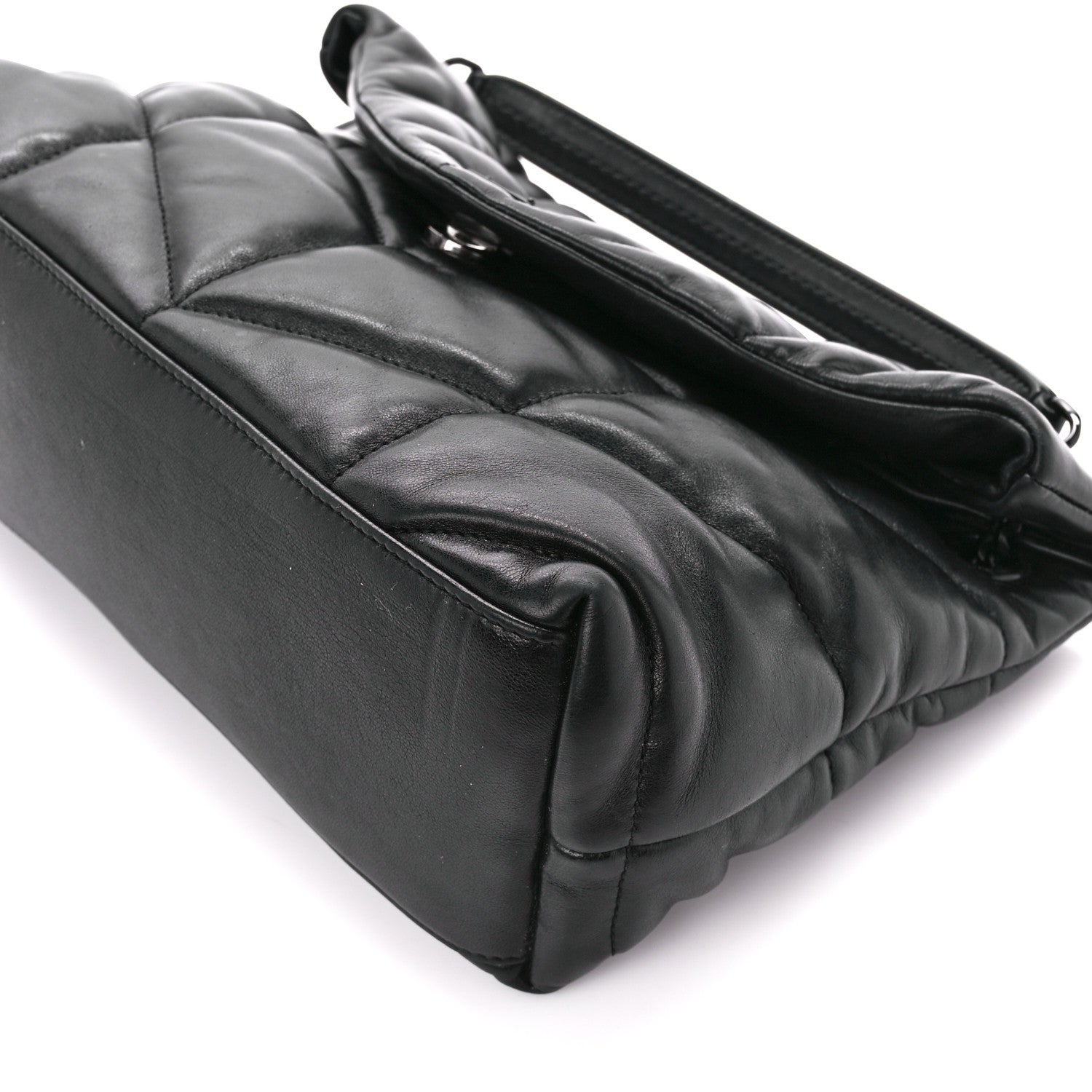Saint Laurent Lambskin Quilted Monogram Monochrome Small Loulou Puffer Chain Satchel Black 11 of 15
