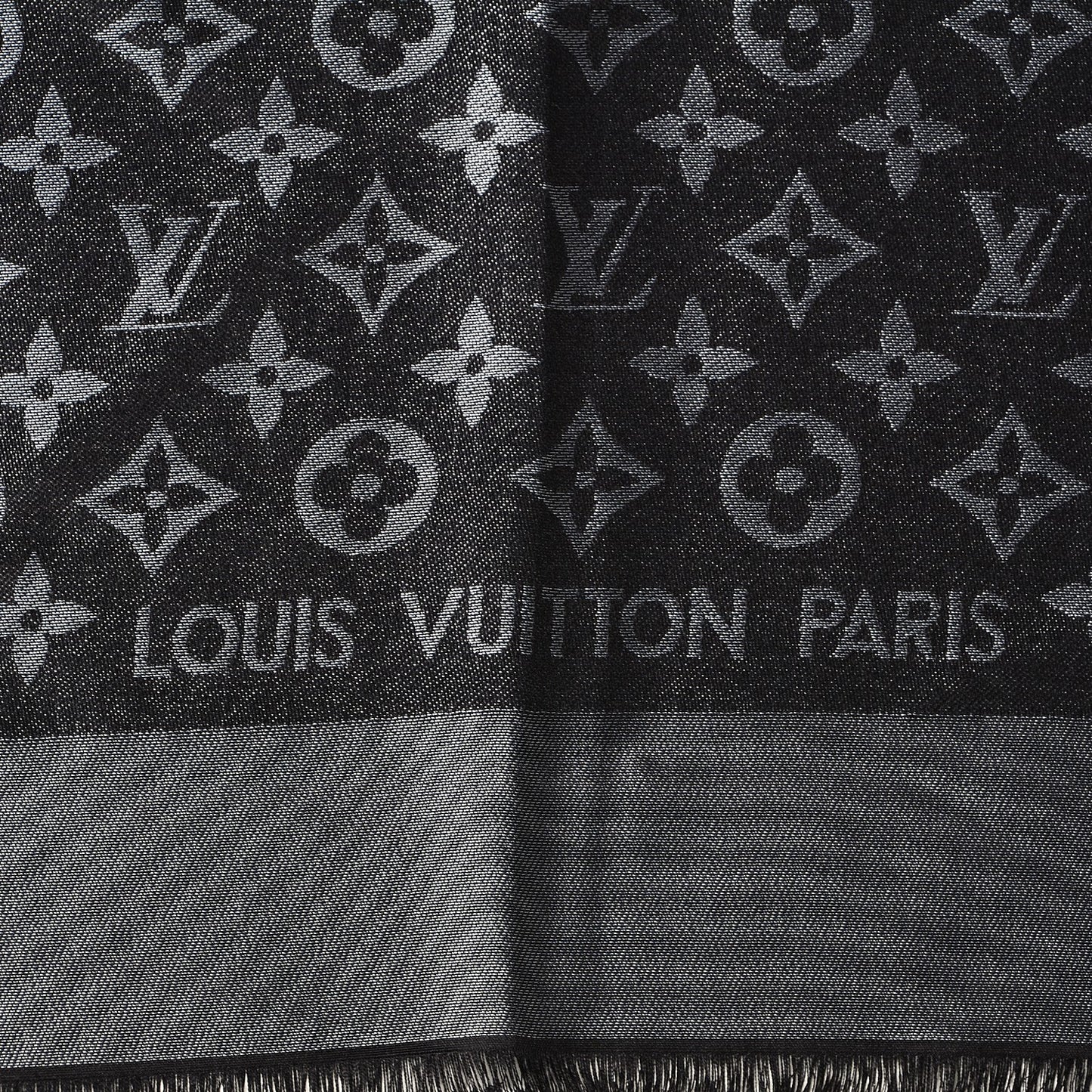 Silk Lurex Wool Monogram Shine Shawl Black