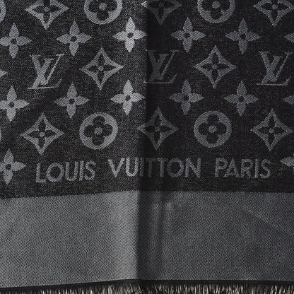Louis Vuitton Silk Lurex Wool Monogram Shine Shawl Black 3 of 4