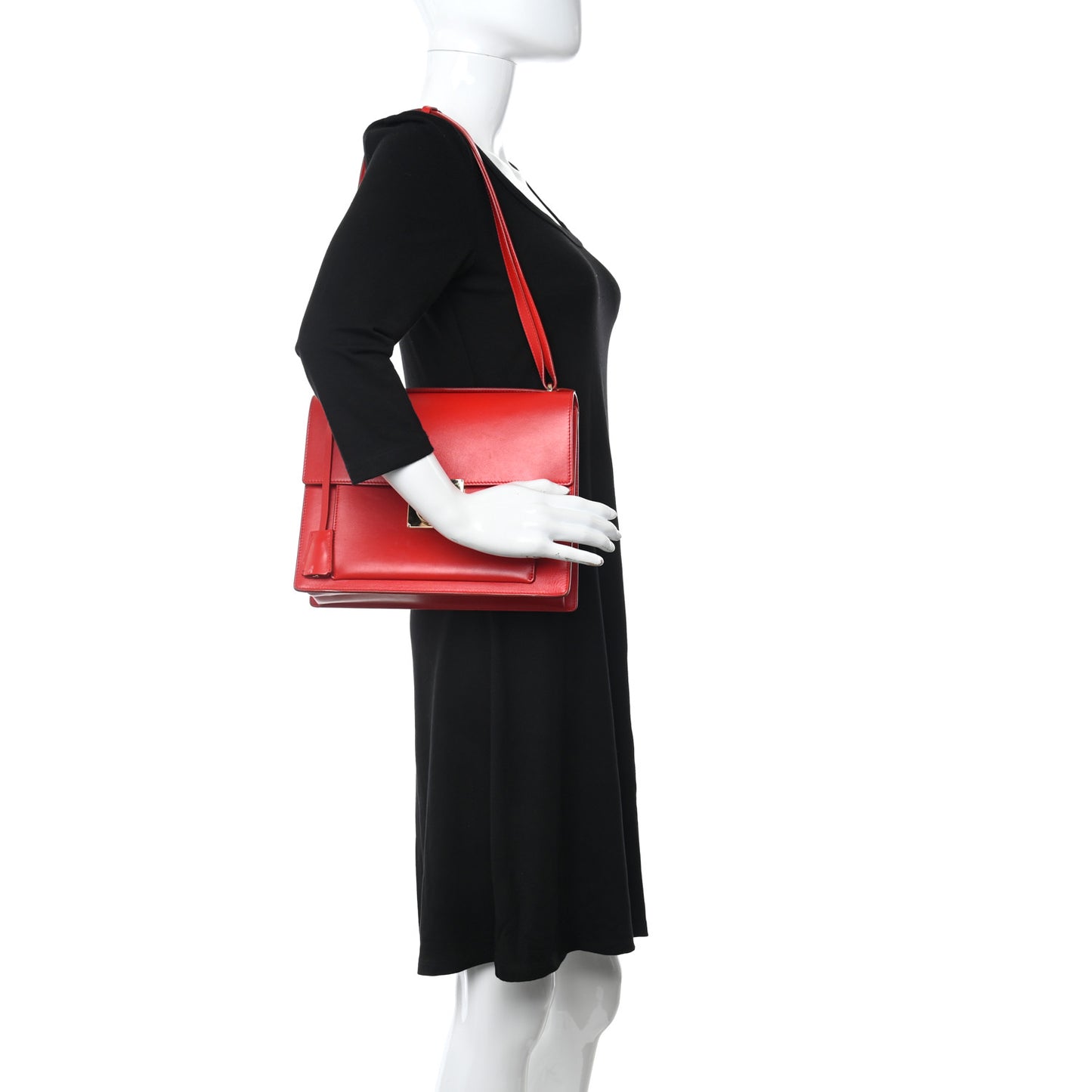 Calfskin Gancio Lock Satchel Red