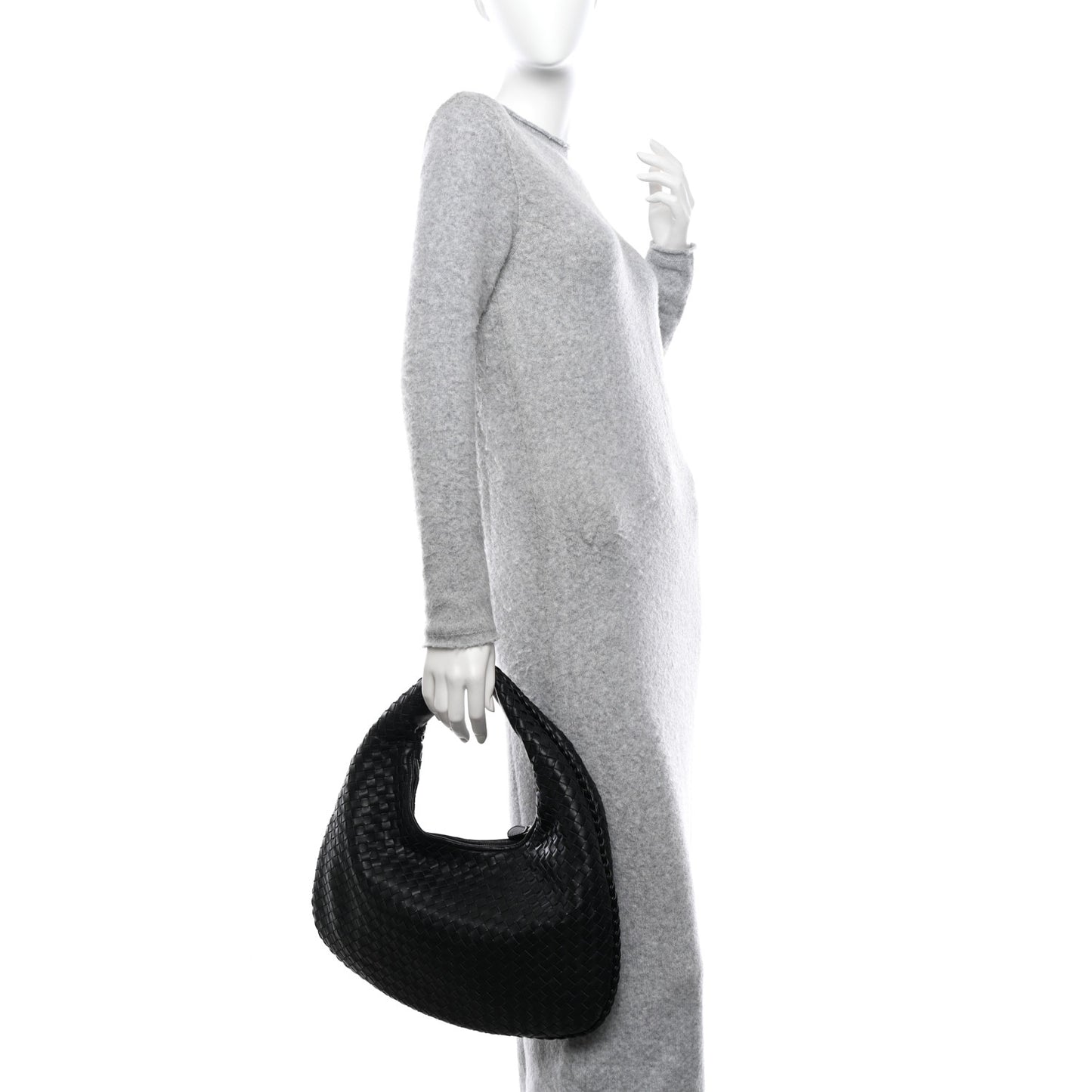 Nappa Intrecciato Medium Veneta Hobo Black