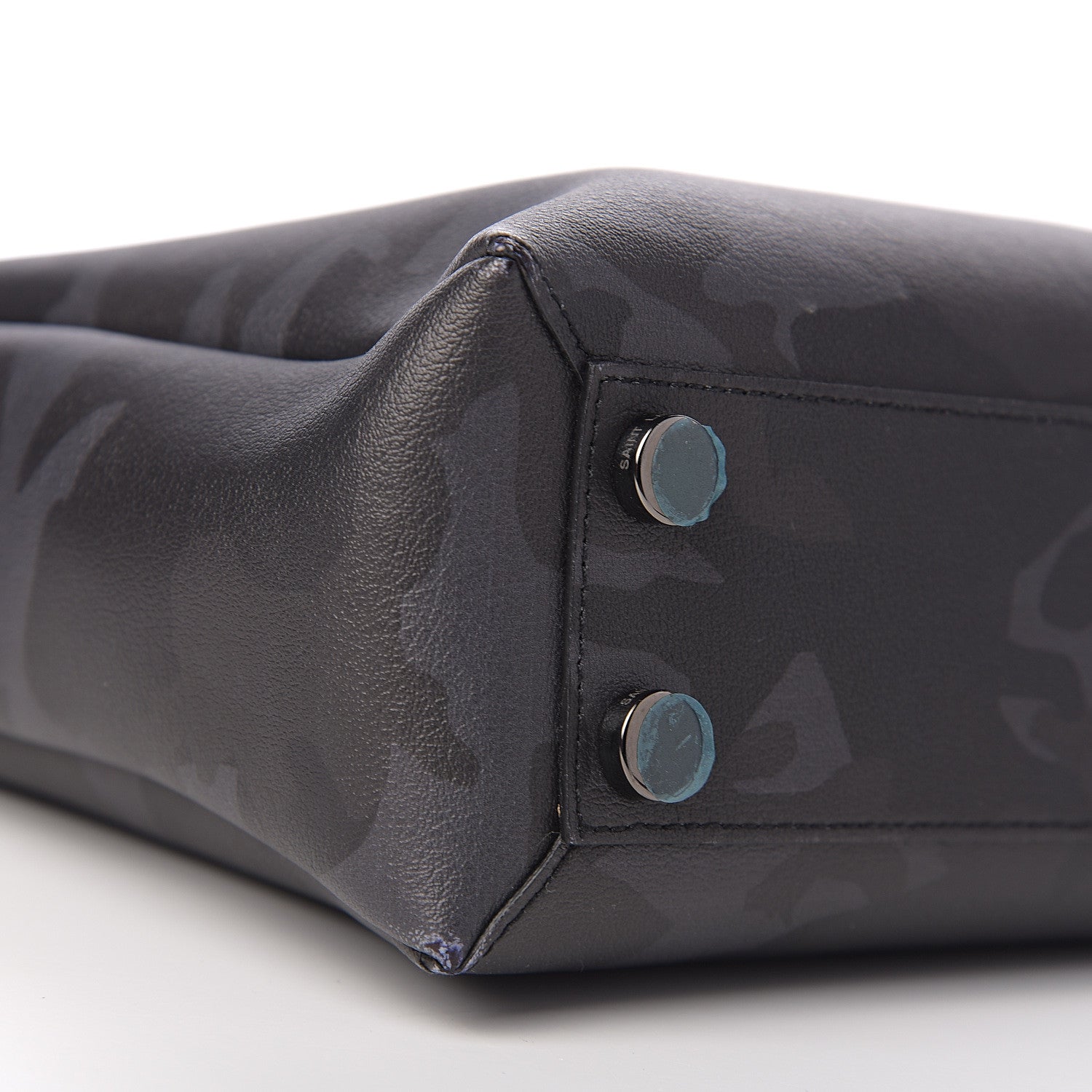Saint Laurent Calfskin Camouflage Bold Briefcase Black Grey 7 of 8
