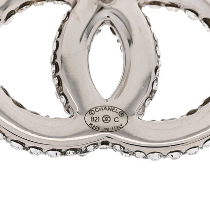Chanel Crystal CC Treasure Chest Earrings Silver 4 of 4