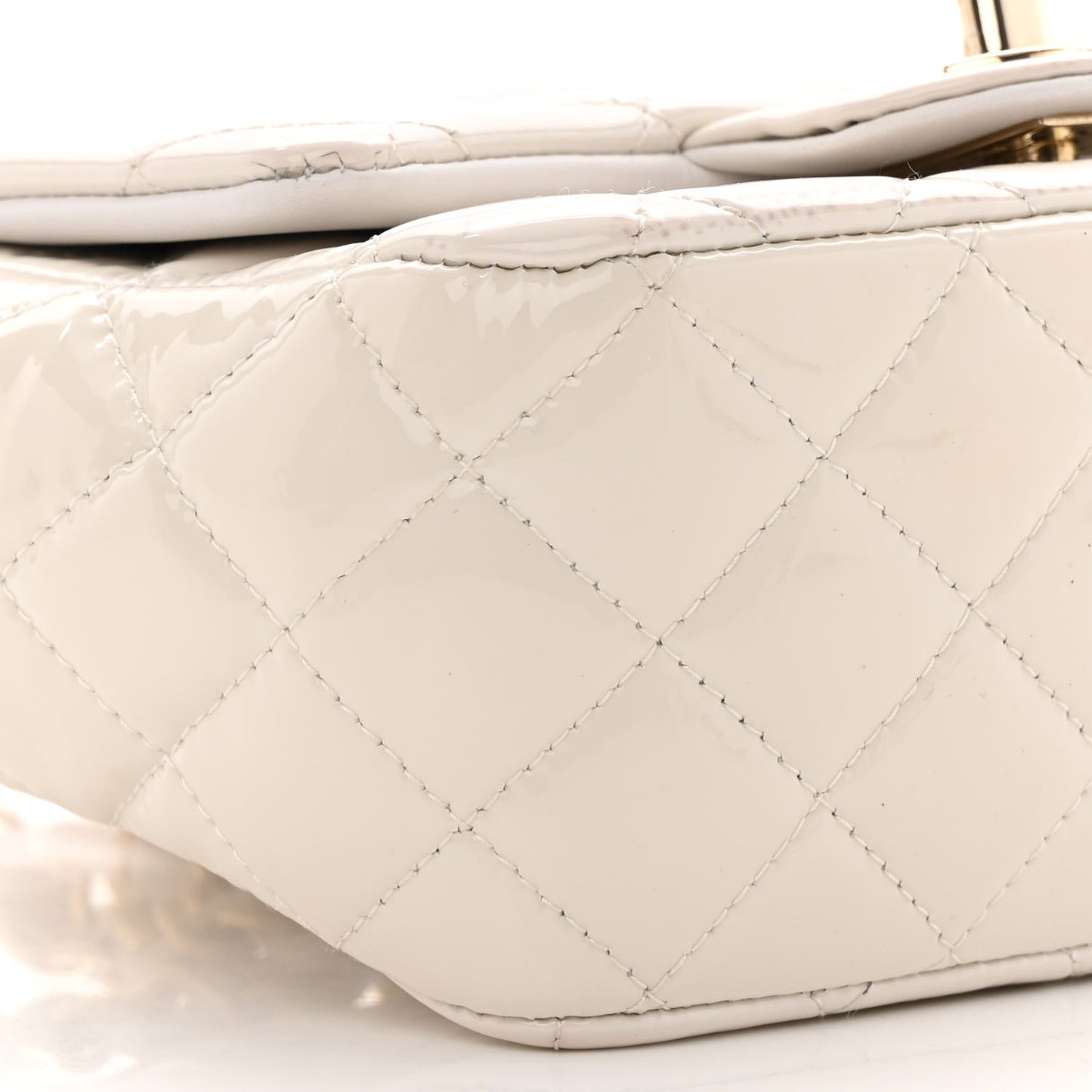 Patent Quilted Mini Square Flap White