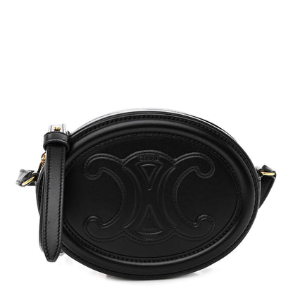 Celine Smooth Calfskin Cuir Triomphe Oval Bag Black 1 of 8