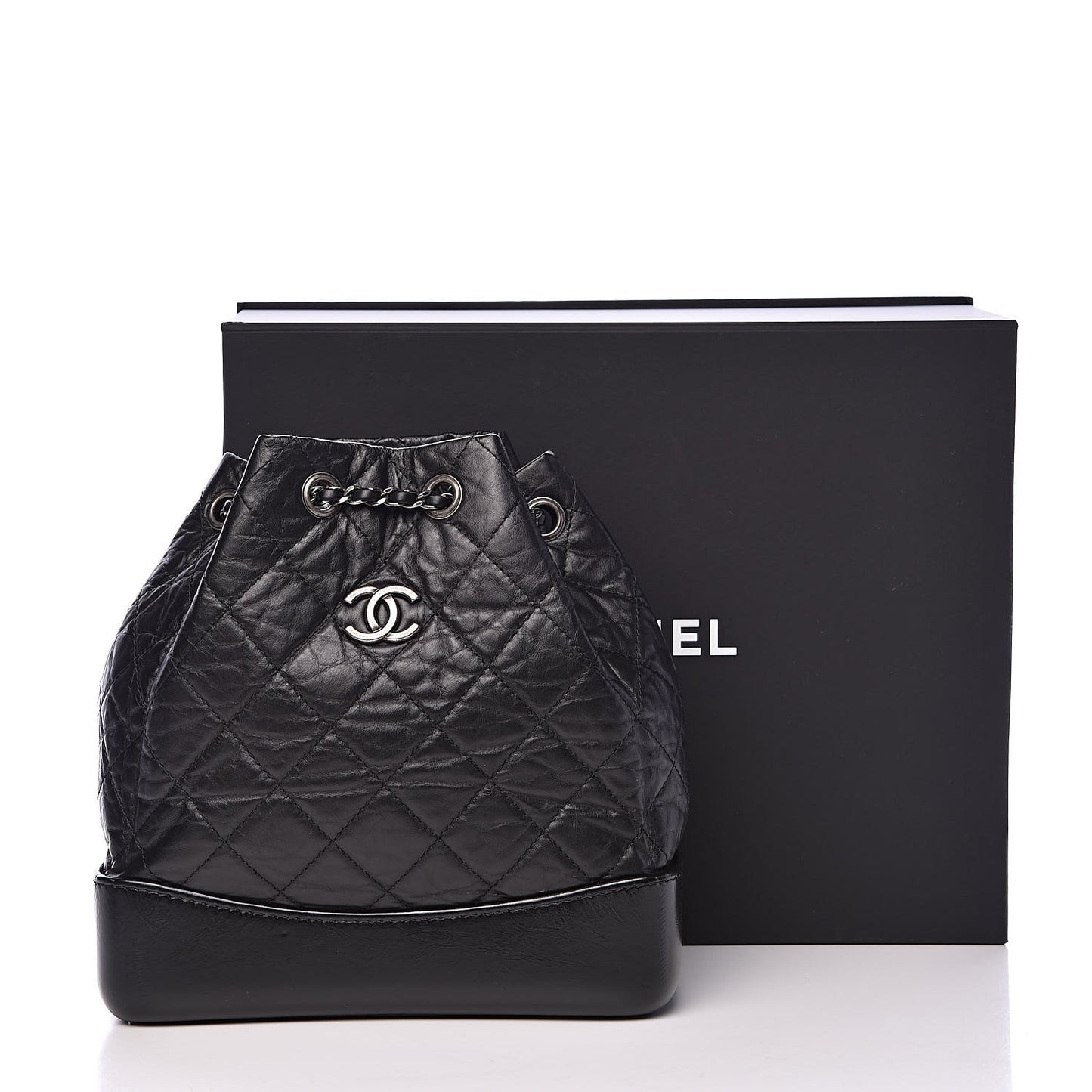 Aged Calfskin Quilted Small Gabrielle Backpack Black