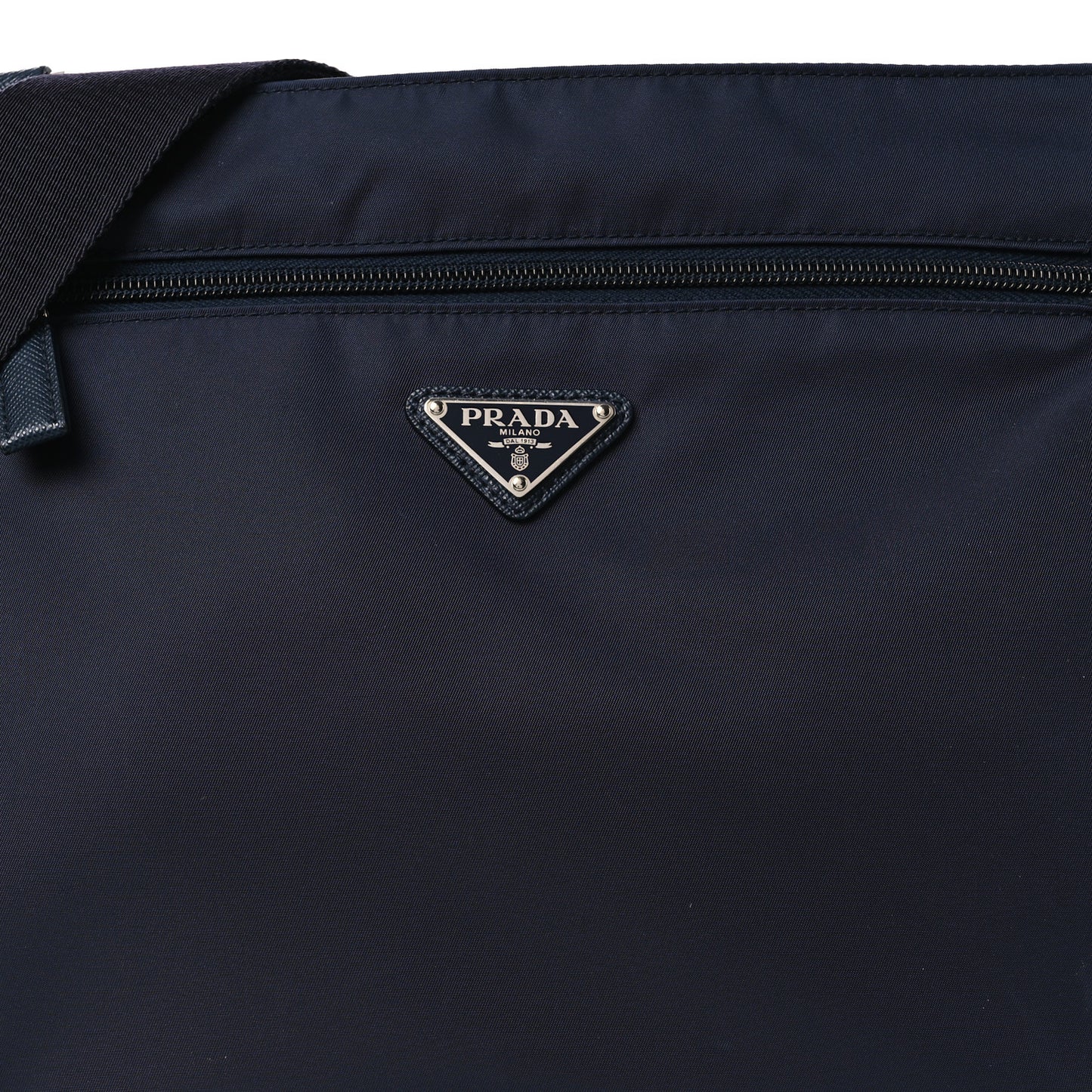Tessuto Nylon Saffiano Flat Messenger Bag Blue