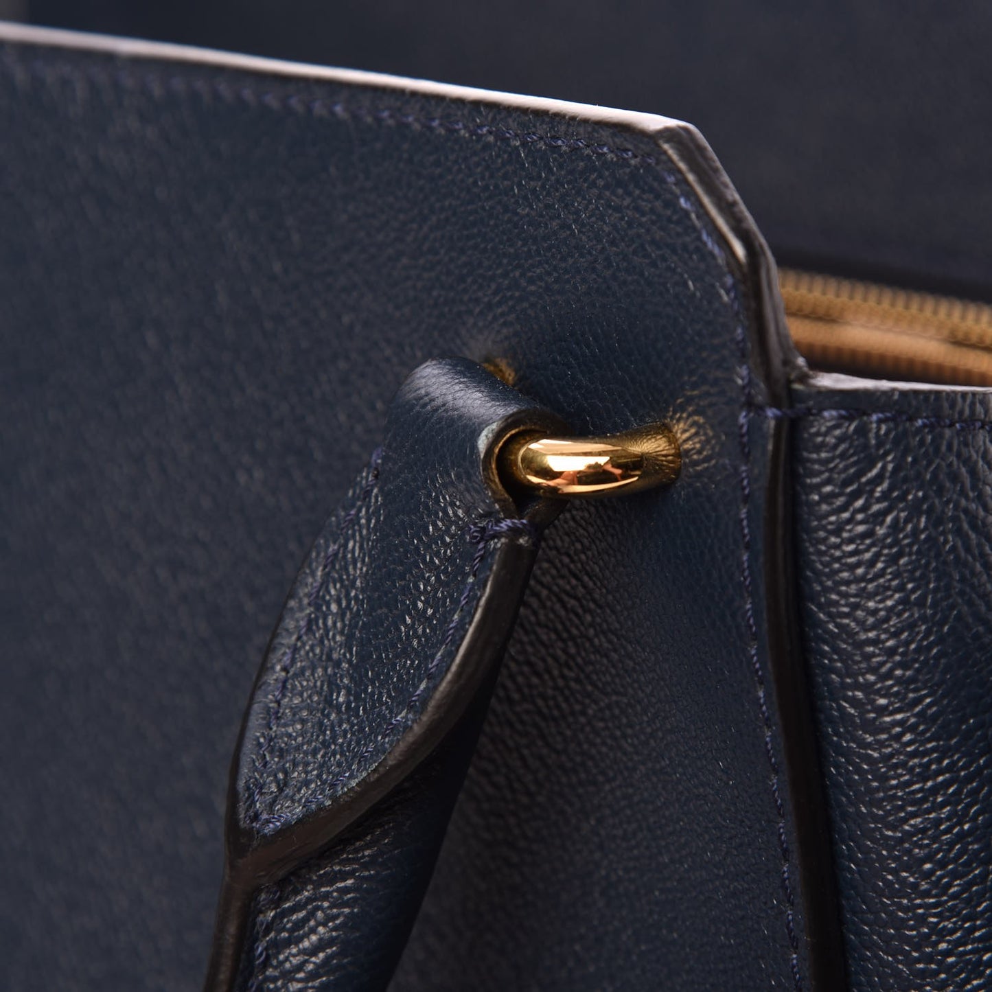Soft Grain Calfskin Medium Buckle Tote Blue Carbon