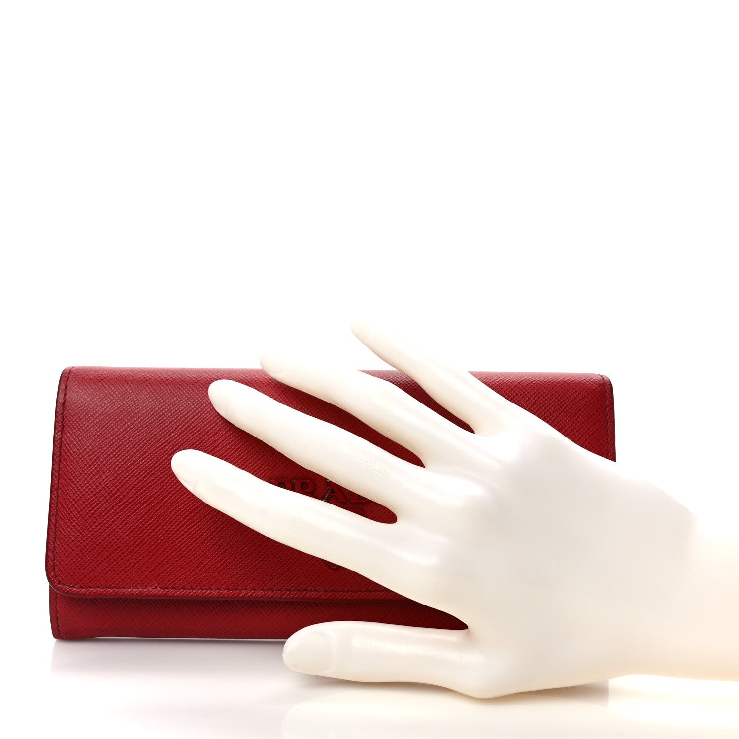 Prada Saffiano Monochrome Continental Wallet Fuoco 2 of 11