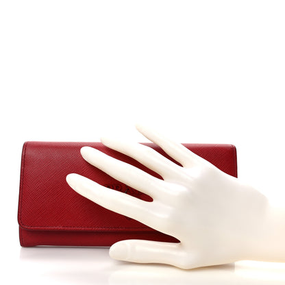 Prada Saffiano Monochrome Continental Wallet Fuoco 2 of 11